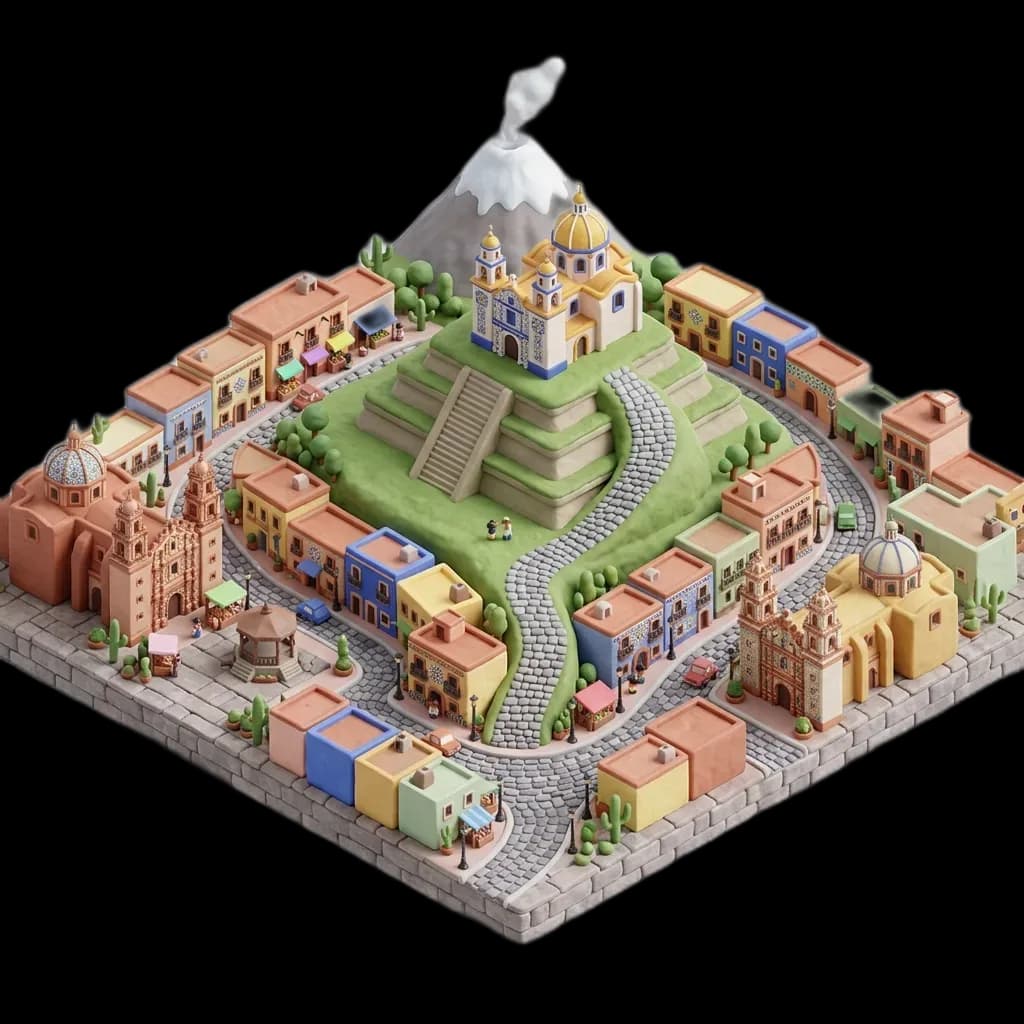 Ilustración de San Andrés Cholula, Puebla